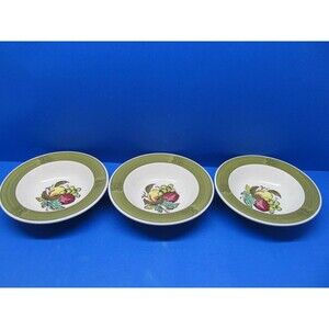 Metlox Poppytrail Provincial Fruit Green Set Of Three 6 1/4" Fruit Dessert Bowls